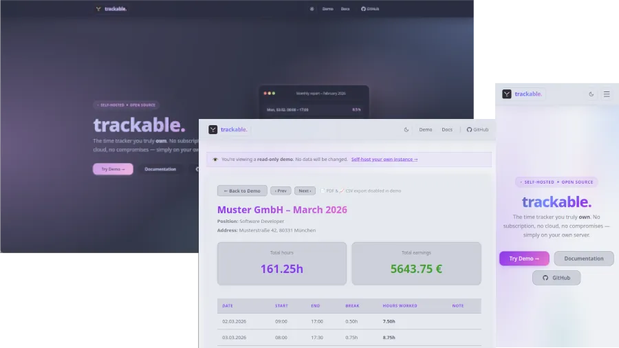 trackable. Screenshot